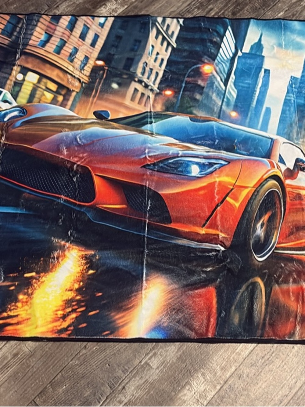 Orange Sports Car rug 60x40 inches! - Brand Unknown